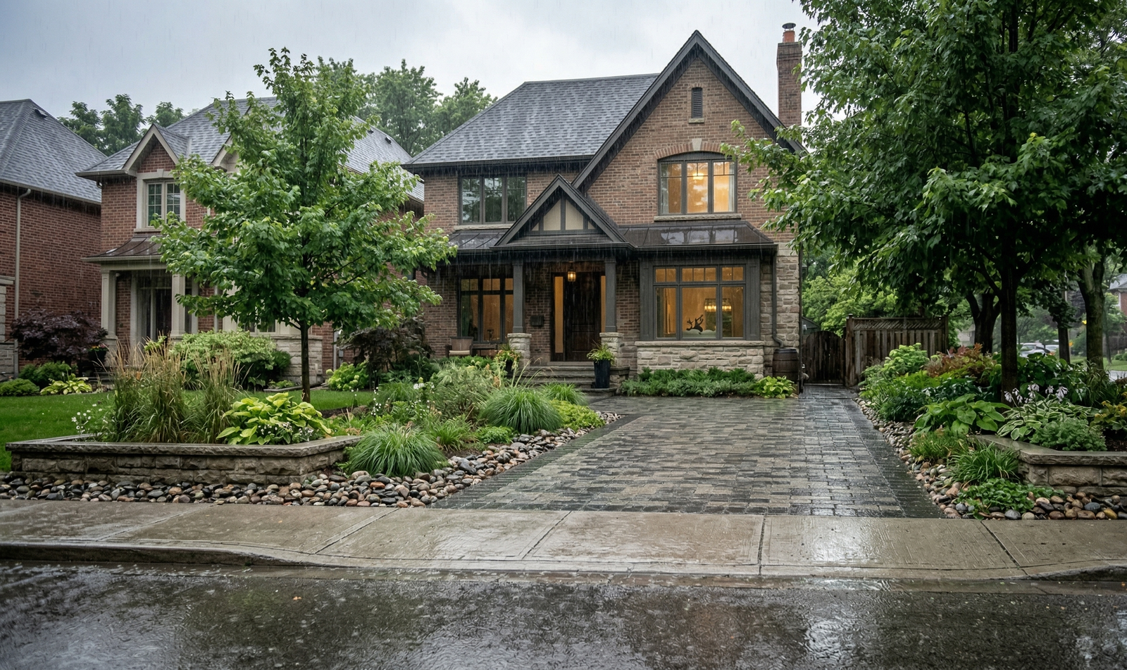 Permeable driveway protecting heritage tree root zone